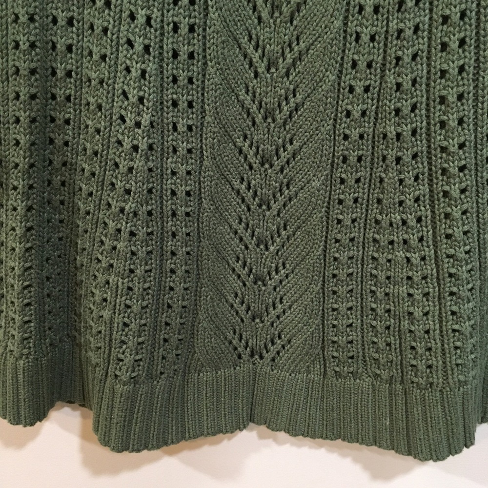 J.Jill Pointelle Open Knit Sweater Dress Women M Dark Green Forest Fairy Classic - Picture 4 of 12